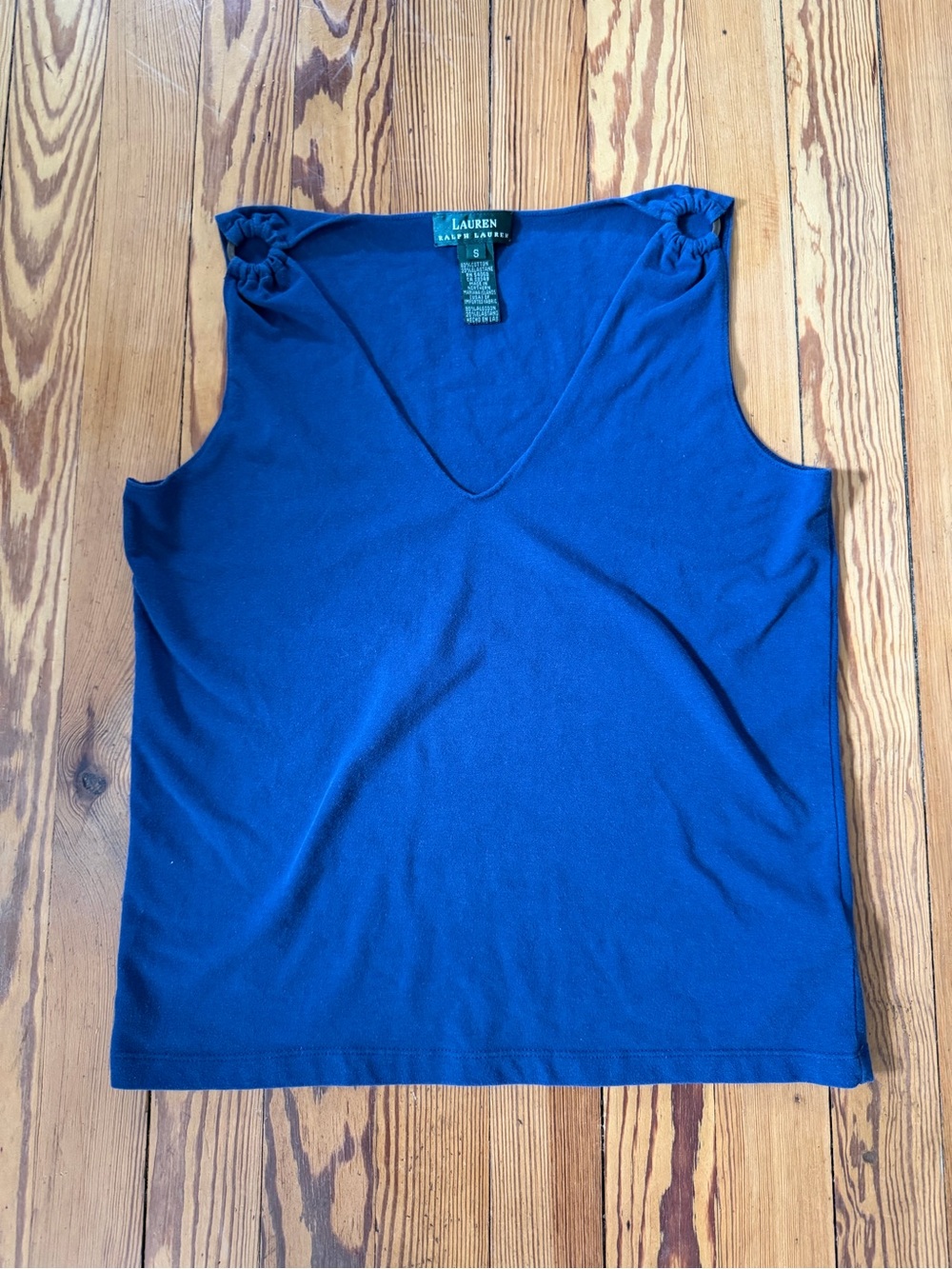 Vintage Lauren Ralph Lauren Green Label Blue Ring Shoulder Top S